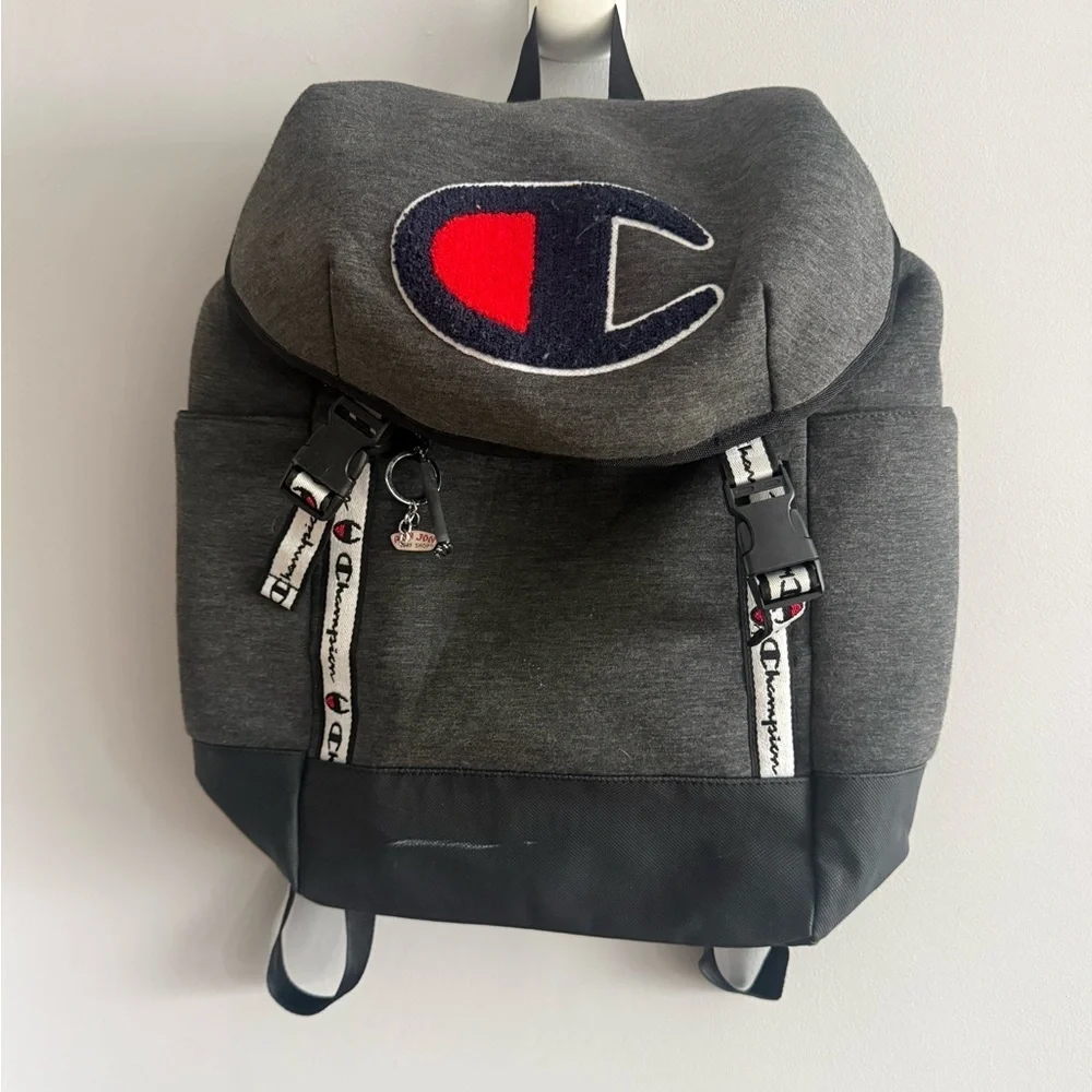 Champion Heather Gray Chenille Logo Backpack